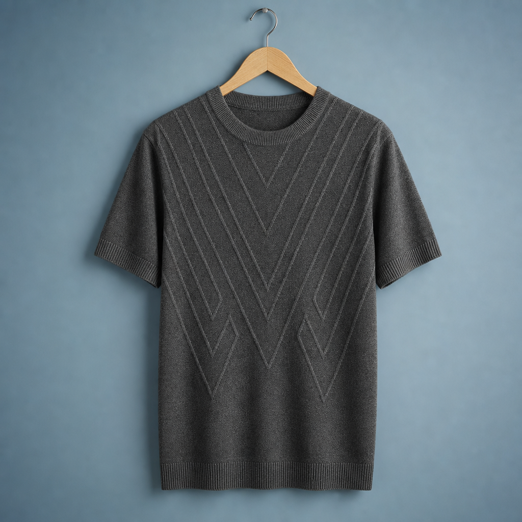 Segovia Geometric Knit Top in Gray