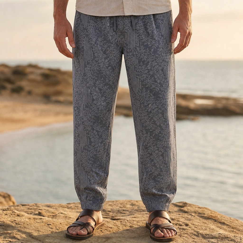 Soller Floral Print Sweatpants in Gray