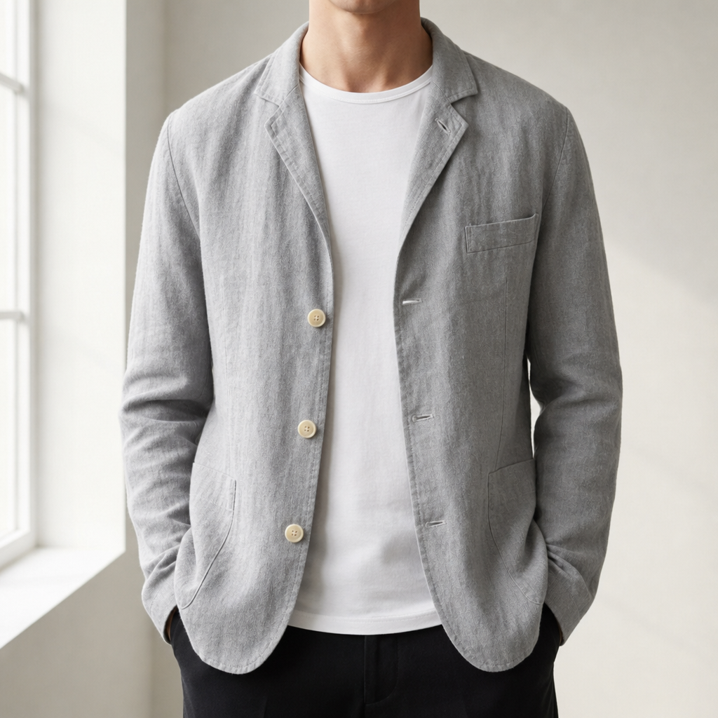 Comino Linen Blazer Jacket in Gray