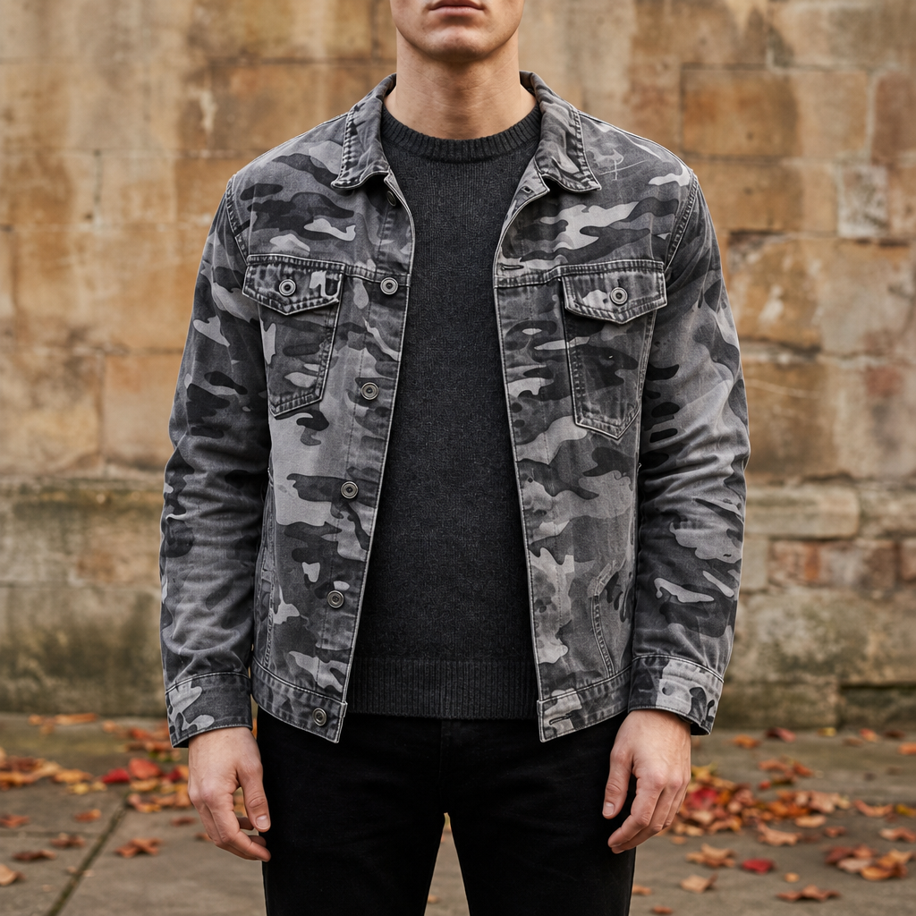 Figueres Camo Canvas Jacket in Gray