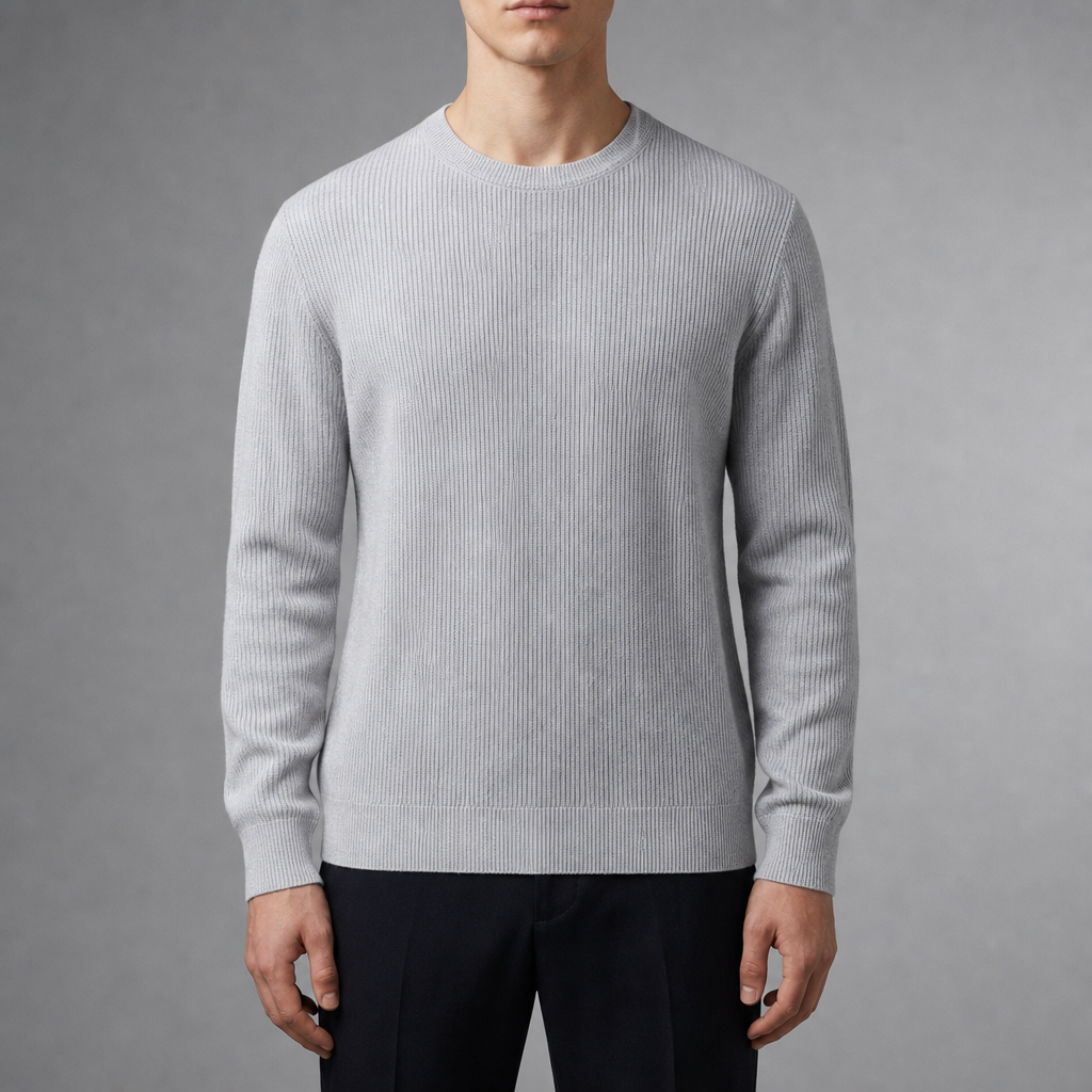 Menton Waffle Knit Crewneck Sweater in Gray