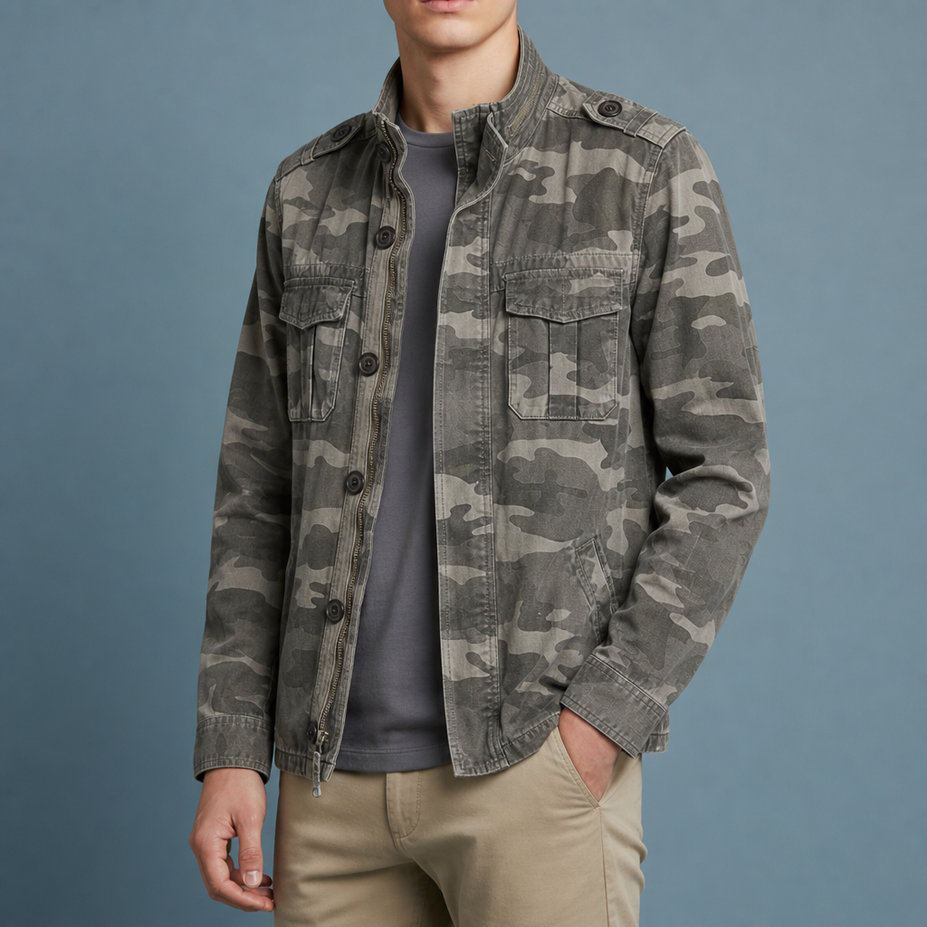 Deia Military Field Jacket in Green Camo