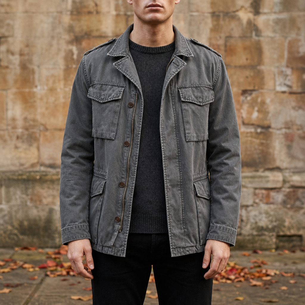 Arezzo Vintage Military Field Jacket in Gray