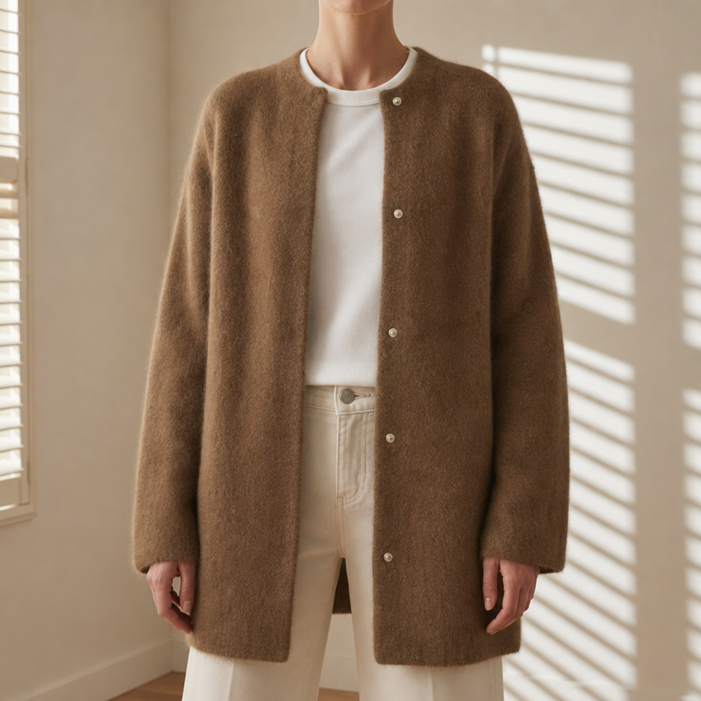 Ierapetra Oversized Wool Cardigan in Khaki