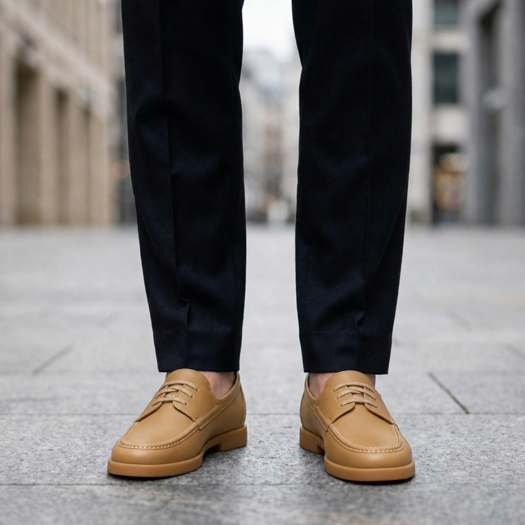 Montalcino Leather Moc-Toe Oxfords in Khaki