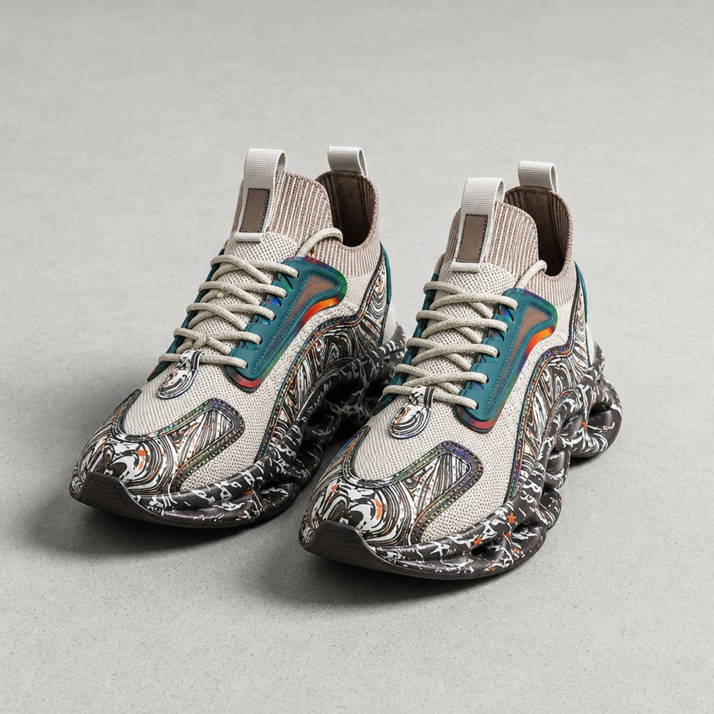 Lagos Graffiti Chunky Sneakers in Khaki