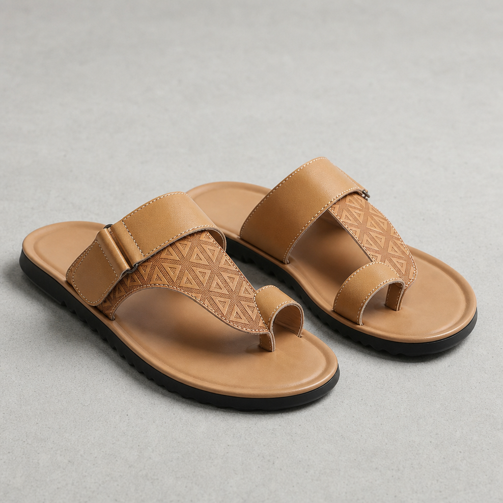 Bolzano Leather Toe-Loop Sandals in Khaki