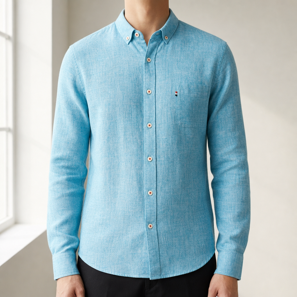 Soller Linen Button-Down Shirt in Lake Blue