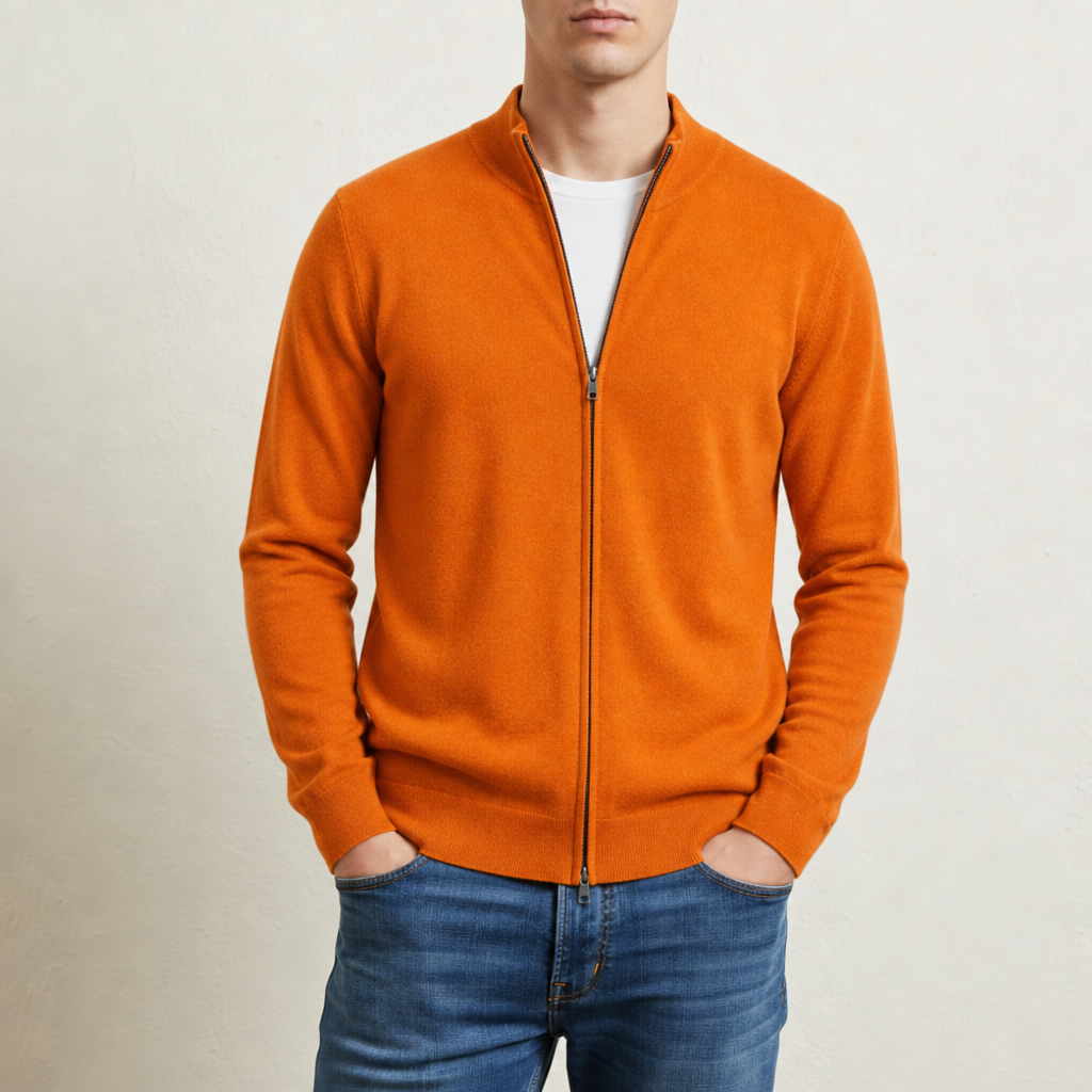 Altea Cashmere Zip Cardigan in Orange