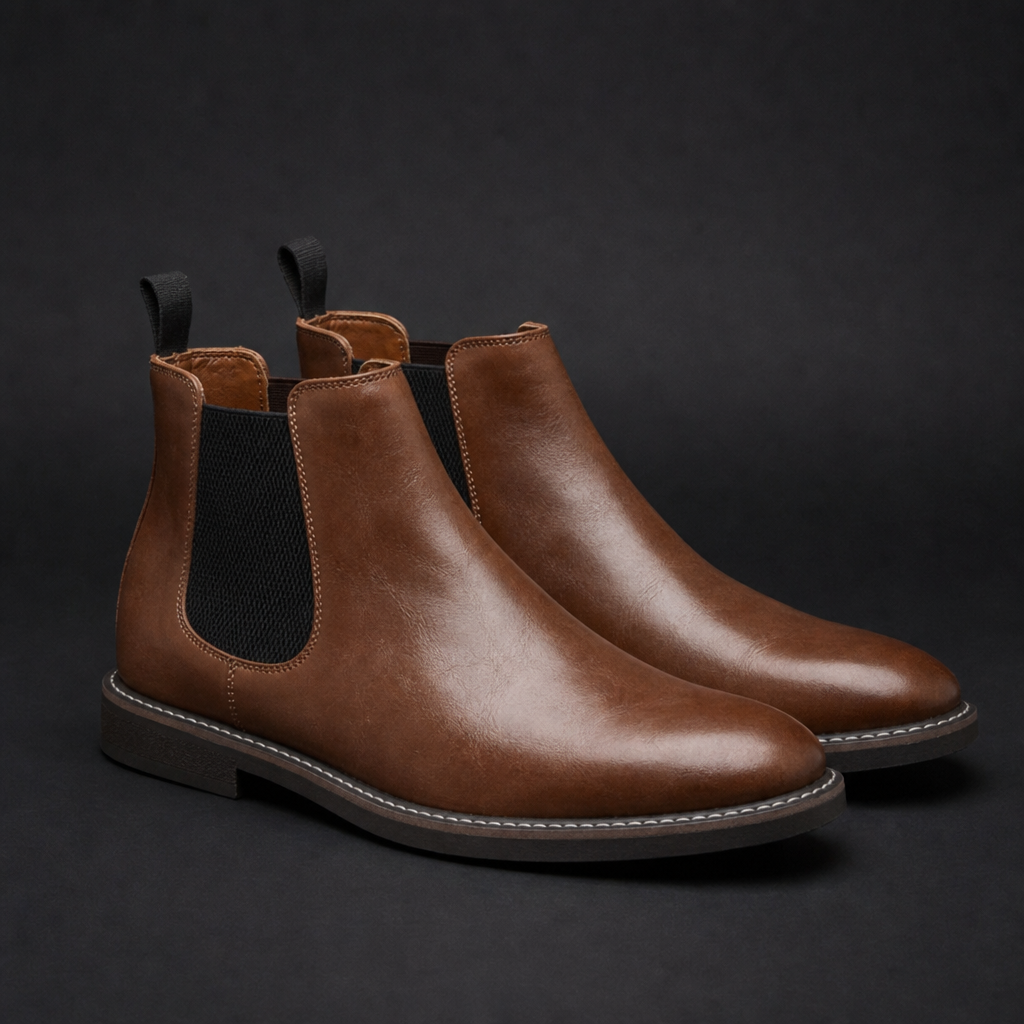 Antiparos Leather Chelsea Boots in Sand