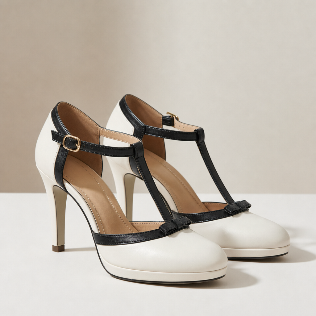 Tivoli T-Strap Platform Heels in White