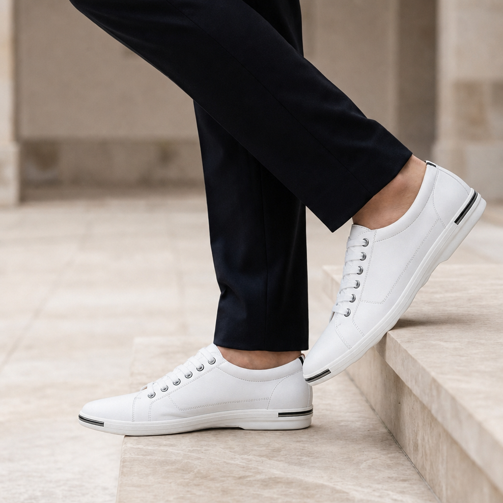 Cassis Leather Casual Sneakers in White