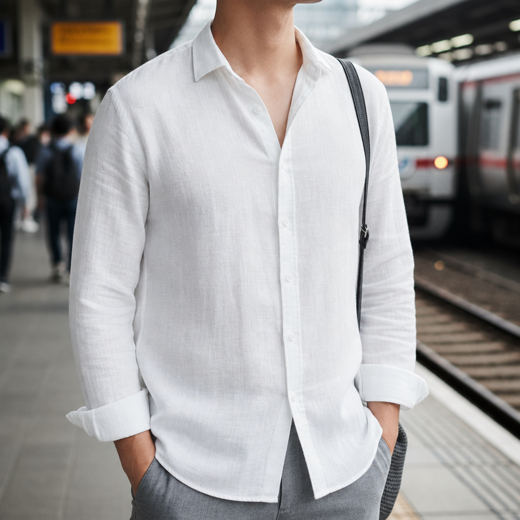 Tossa Linen Button-Up Shirt in White