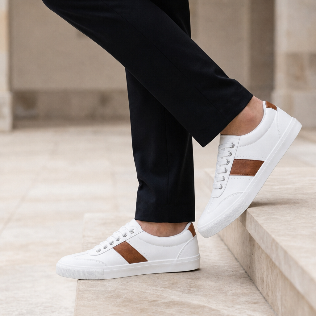 Bergamo White Leather Sneakers in White