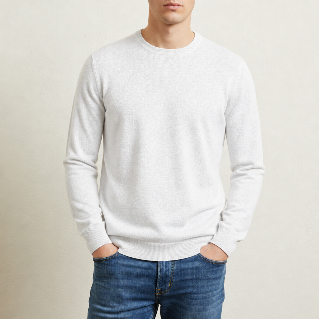 Spetses Classic Crew Neck Sweater in White