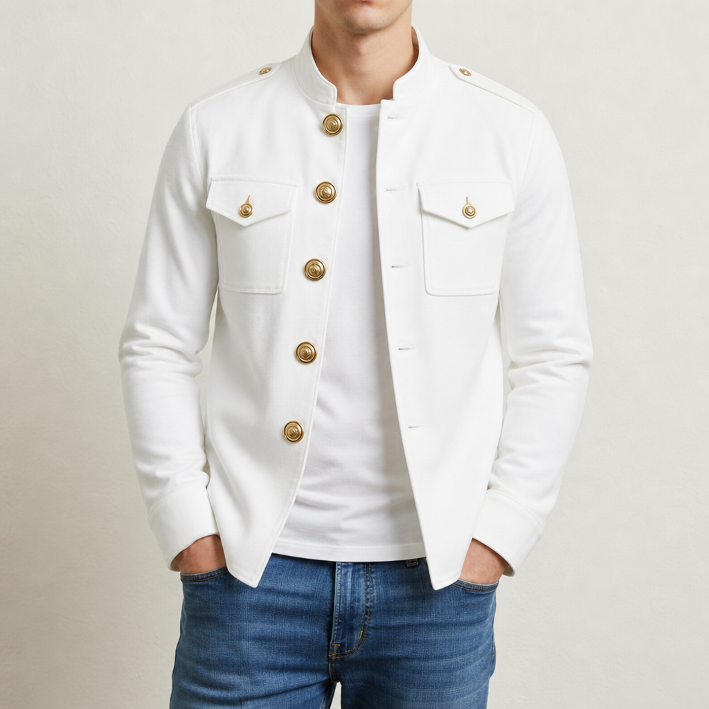 Delphi Military Button Jacket in White