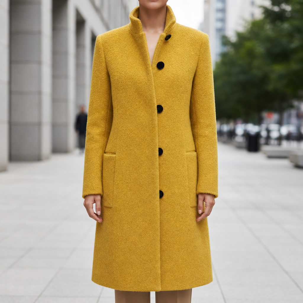 Bandol Grey Wool-Blend Coat in Yellow