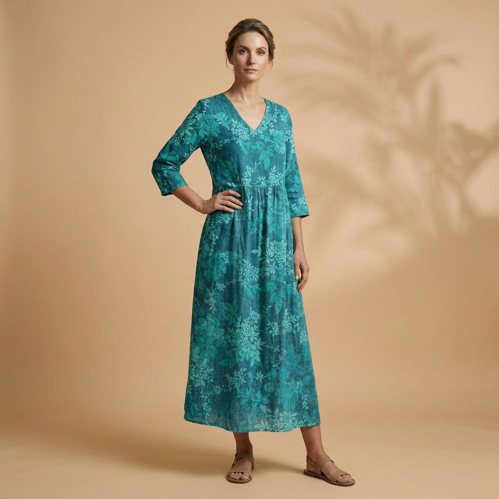 Floral Teal Green