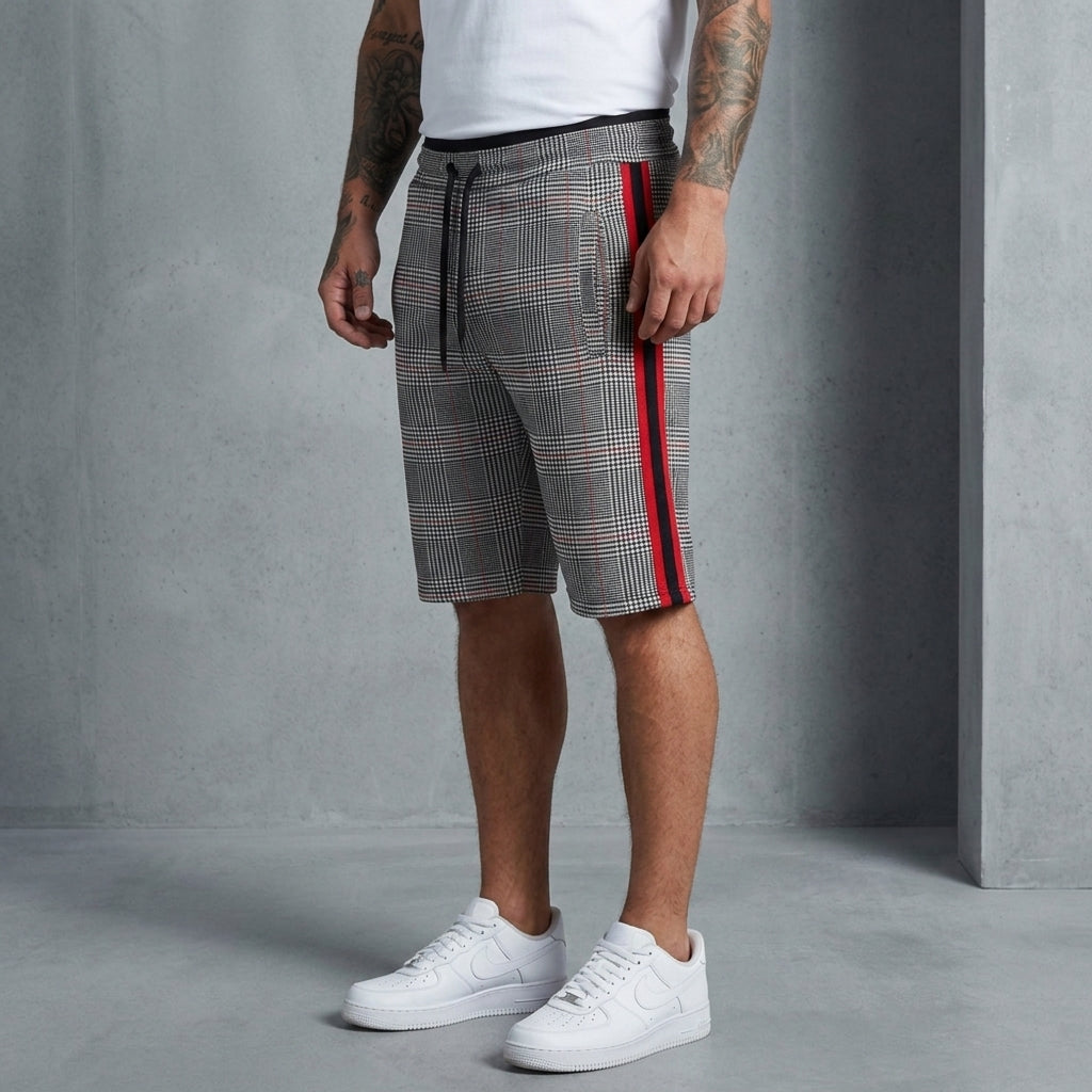 Heather Gray / Red Stripe