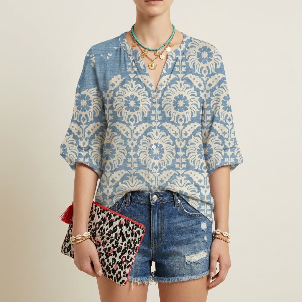Sky Blue Damask