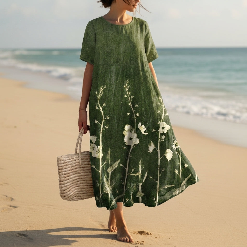 Forest Green & White Floral