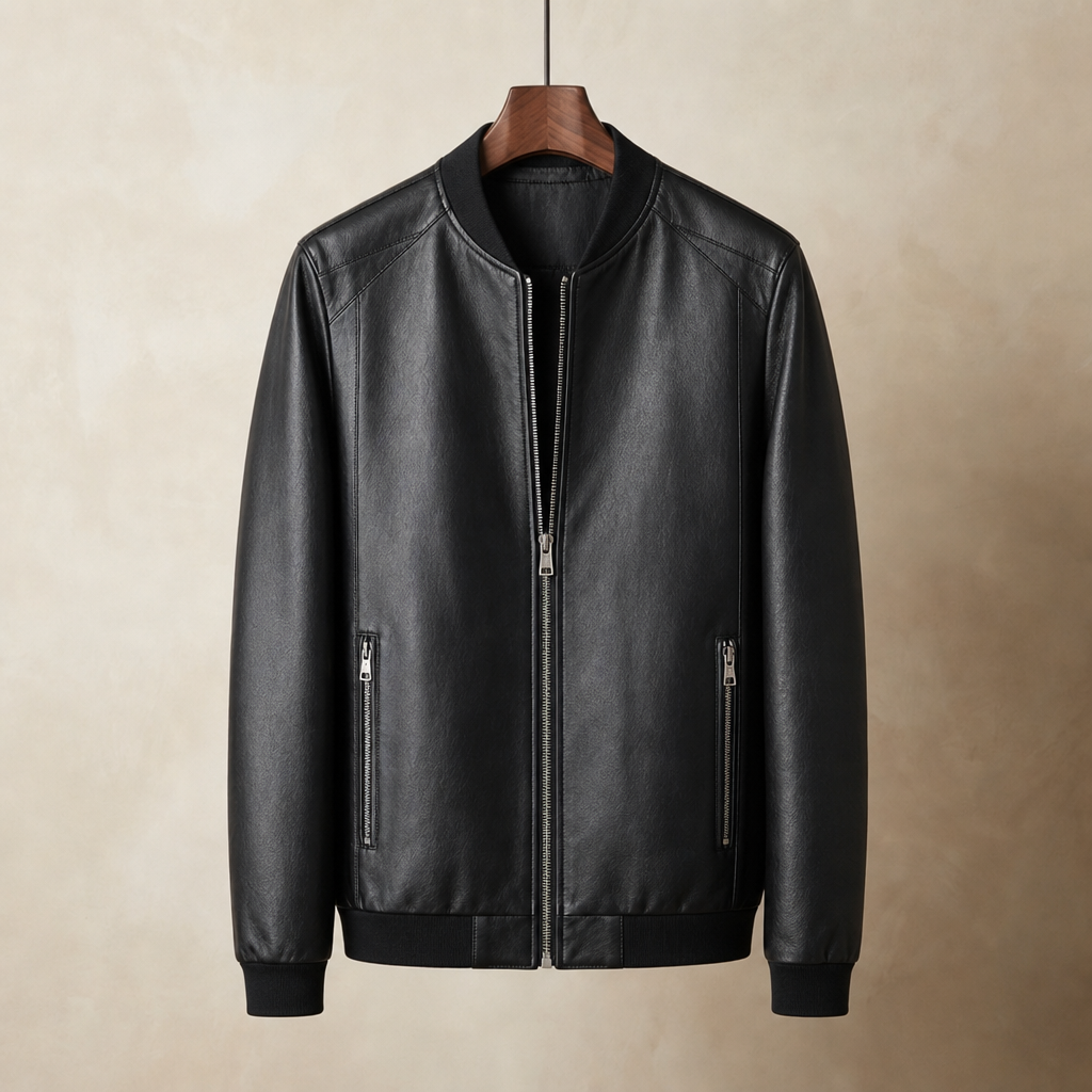 Rab Leather Bomber Jacket in Black