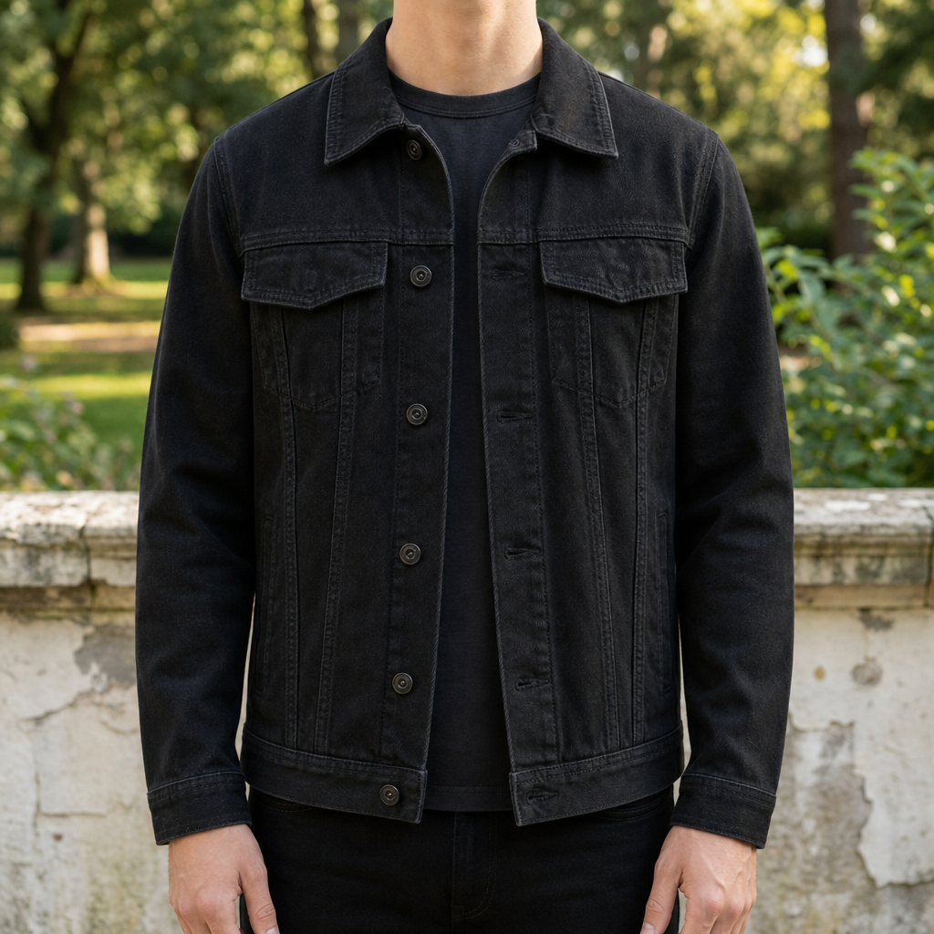 Lourmarin Brown Denim Barn Jacket in Black