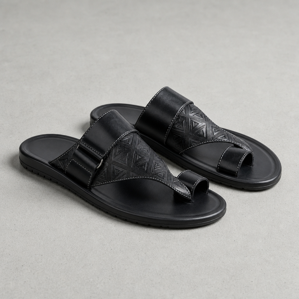 Bolzano Leather Toe-Loop Sandals in Black