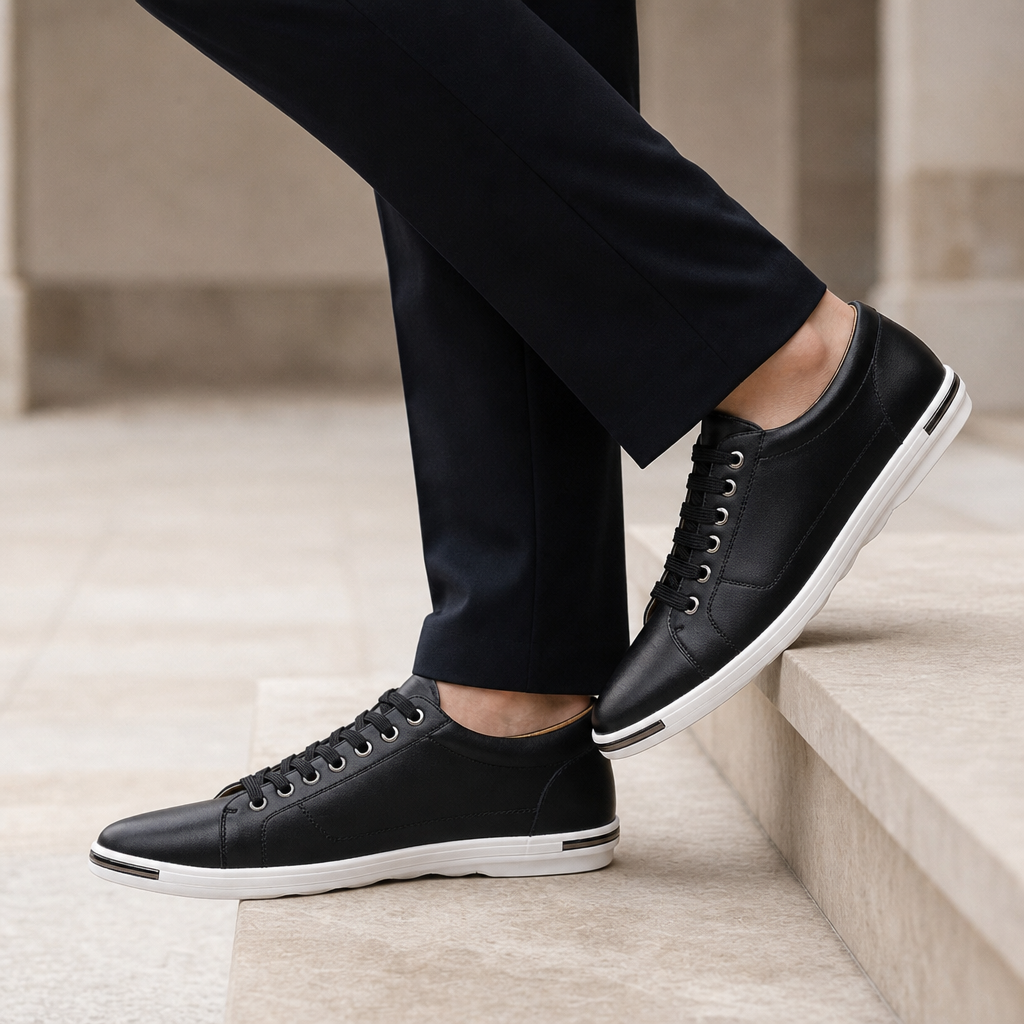Cassis Leather Casual Sneakers in Black