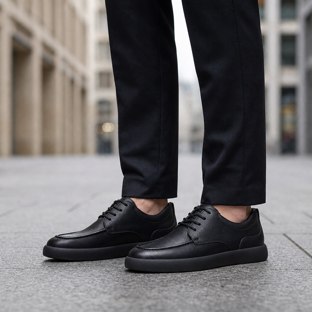 Montalcino Leather Moc-Toe Oxfords in Black