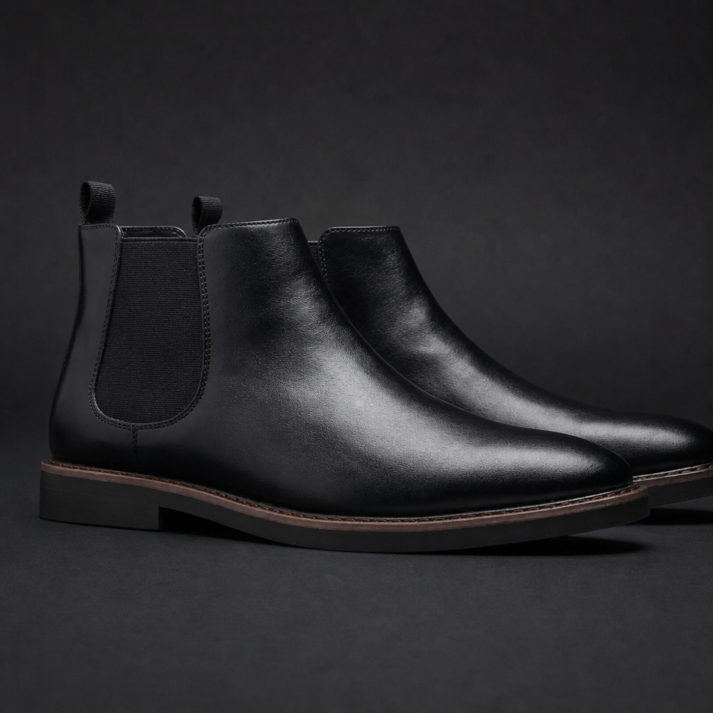 Antiparos Leather Chelsea Boots in Black