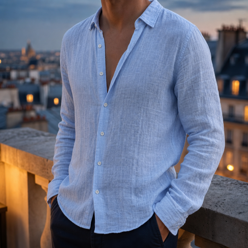 Cordoba Linen Long Sleeve Shirt in Blue