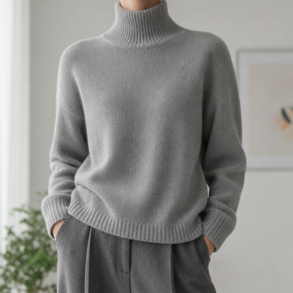 Alicante Cashmere Turtleneck Sweater in Gray