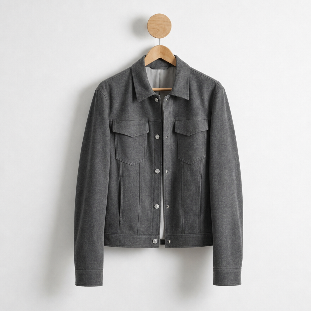 Chania Suede Button-Up Jacket in Gray