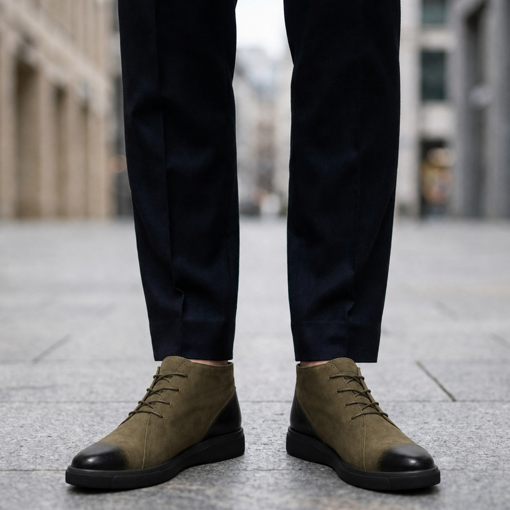 Marsaxlokk Leather Chukka Boots in Olive Green