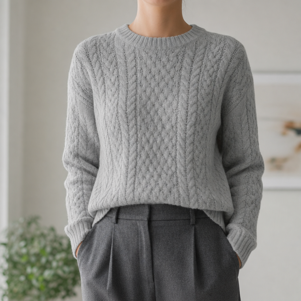 Roussillon Cable Knit Sweater in Gray