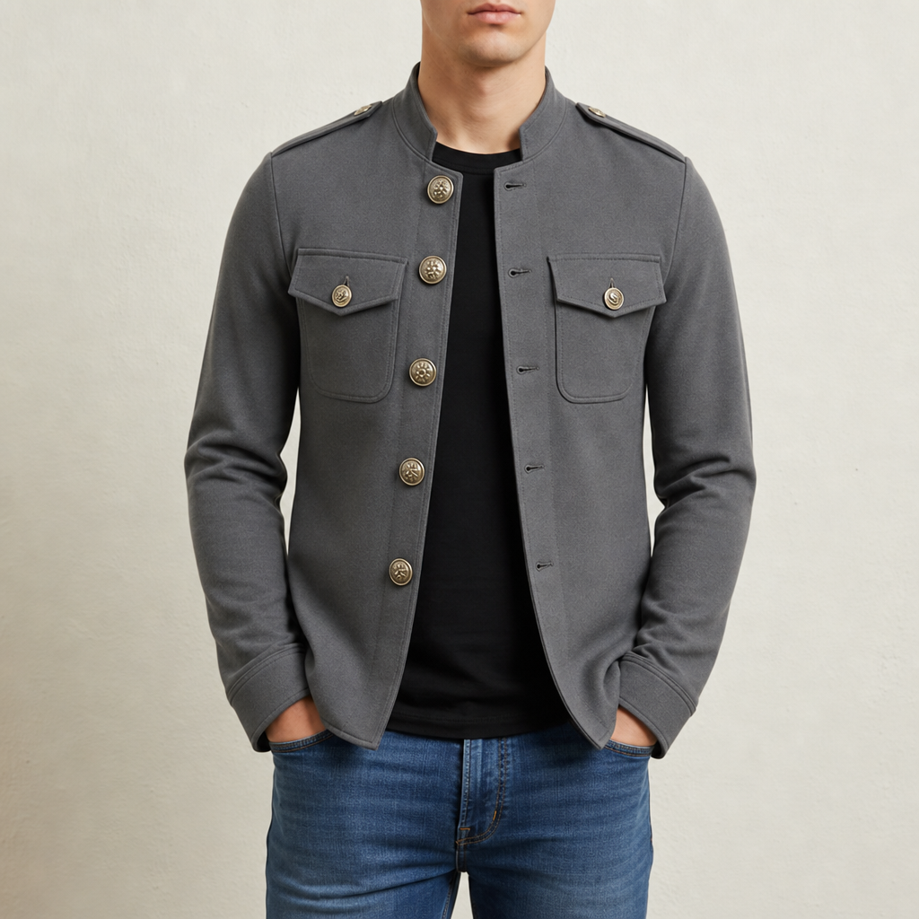 Delphi Military Button Jacket in Gray