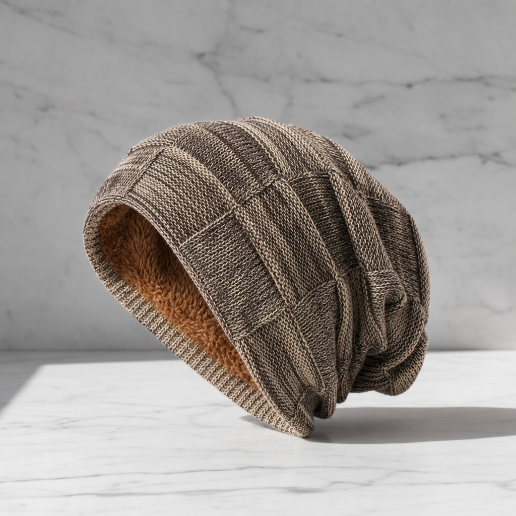 Makarska Fleece Lined Slouchy Beanie in Khaki