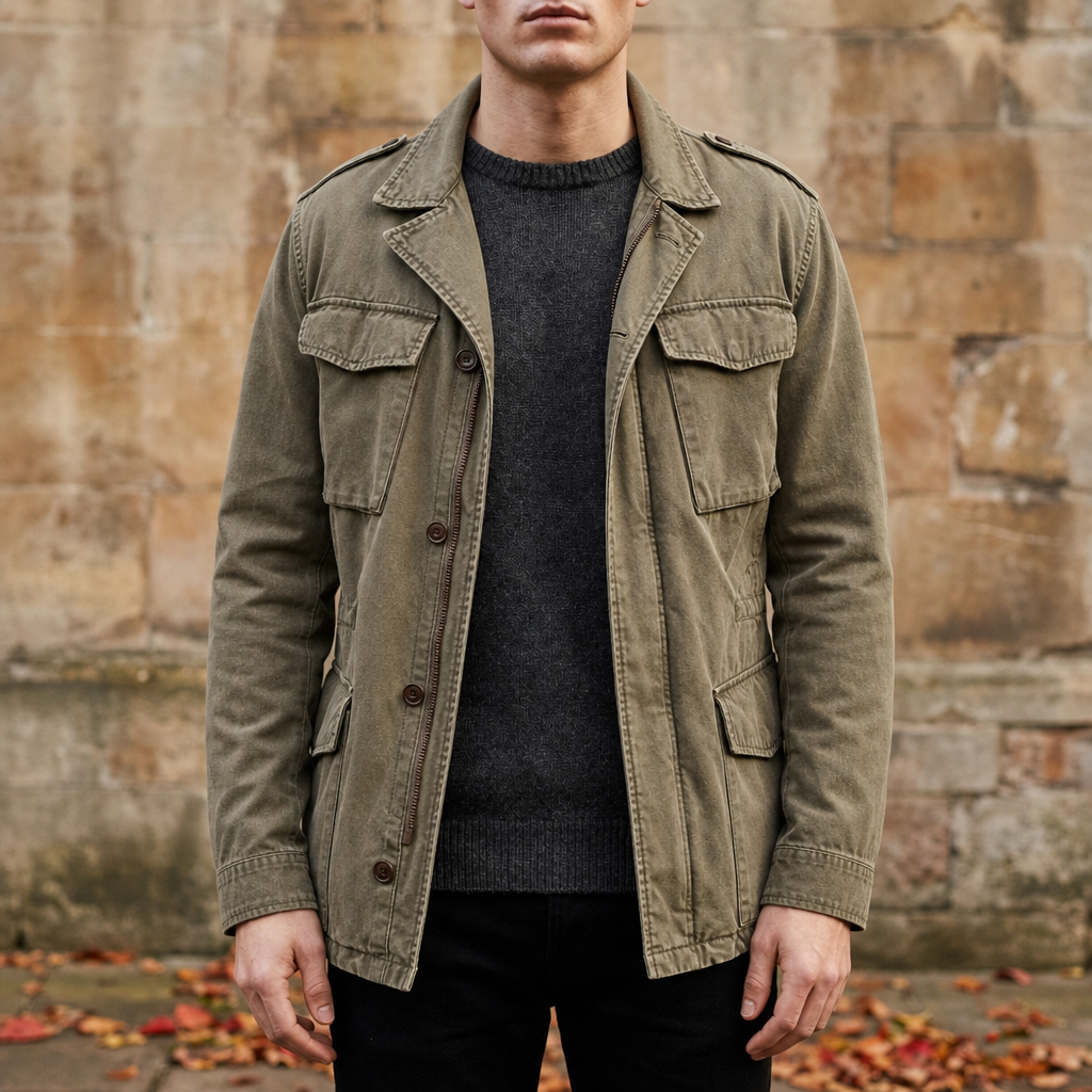 Arezzo Vintage Military Field Jacket in Khaki