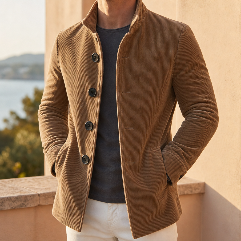 Apt Slim Notch Lapel Overcoat in Light Brown