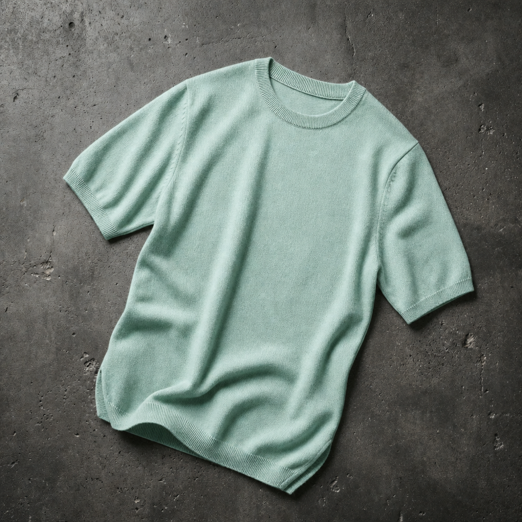 Thassos Cashmere Knit Tee in Mint Green