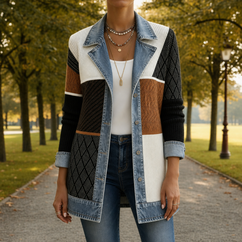 Skyros Denim Knit Hybrid Jacket in Multicolor