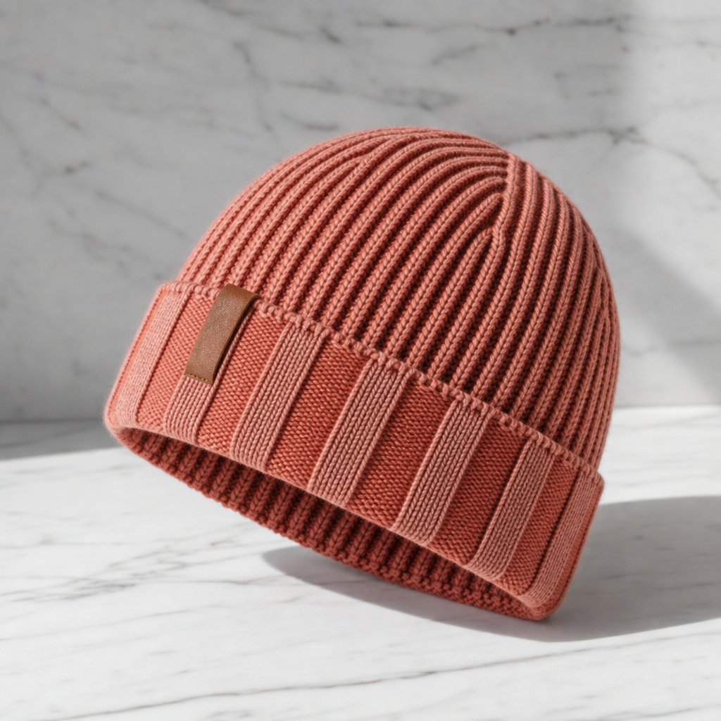 Maratea Vintage Ribbed Knit Beanie in Orange