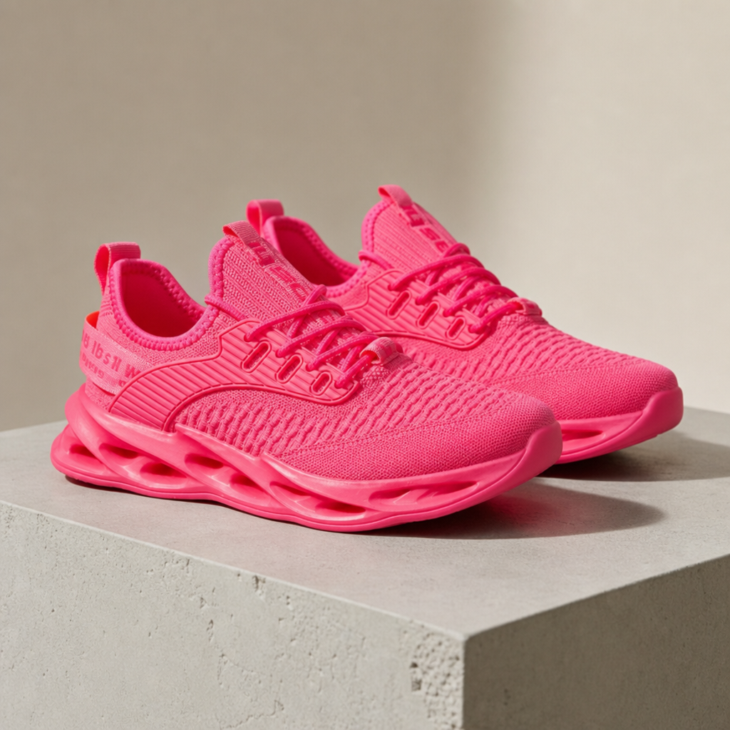 Perugia Gradient Knit Sneakers in Neon Pink
