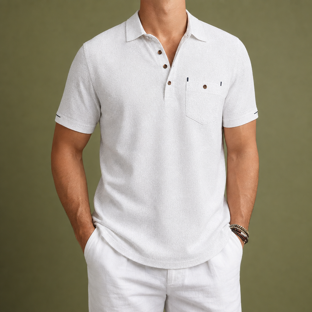 Milos Linen Polo Shirt in White