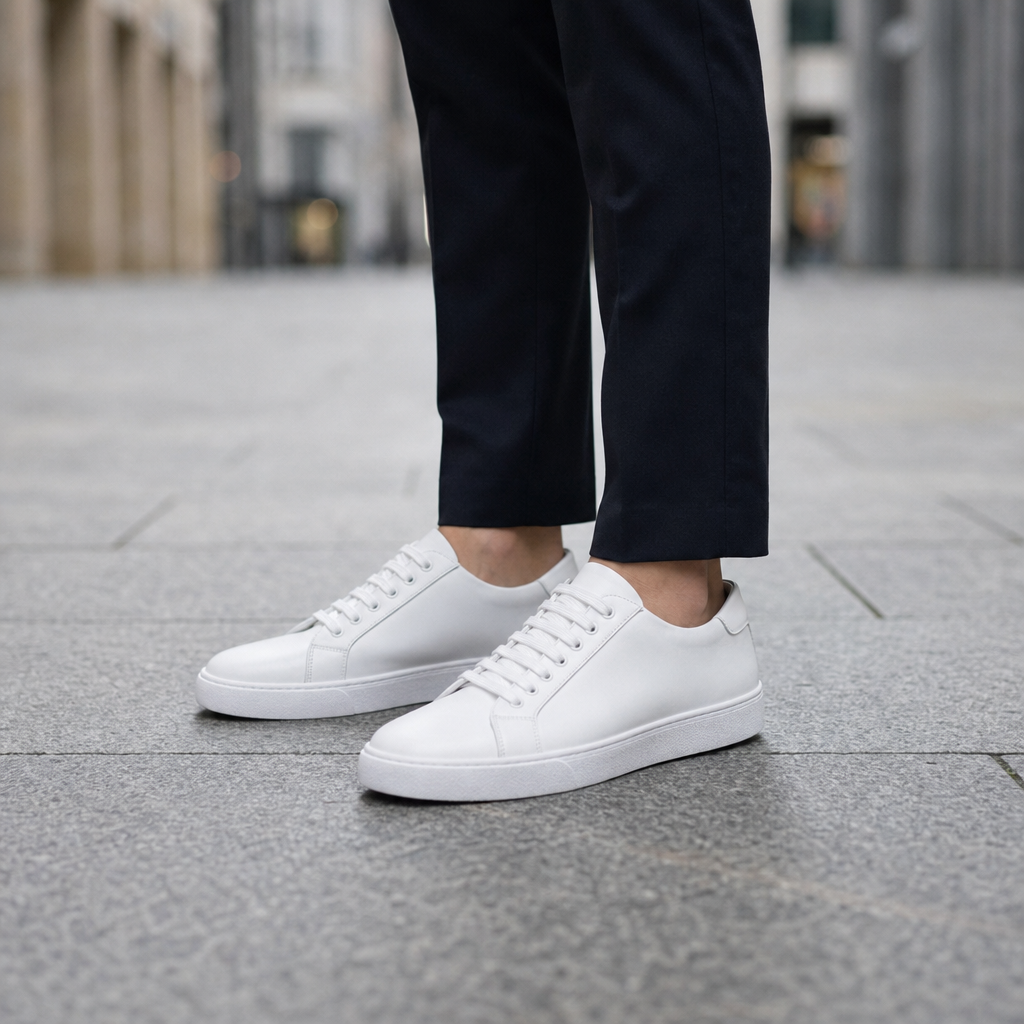 Hondarribia Leather Lace-Up Sneakers in White