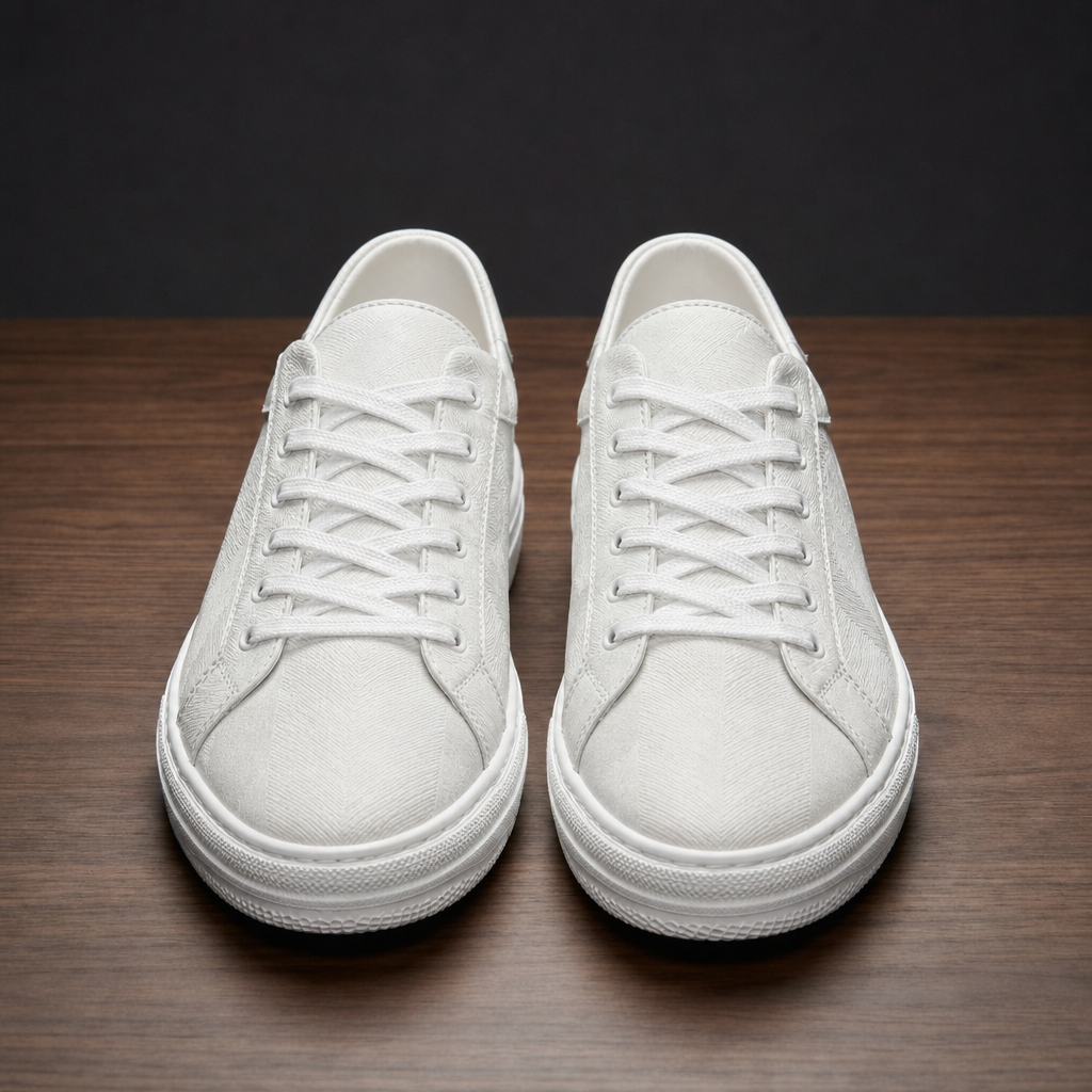 Roussillon Camo Leather Sneakers in White