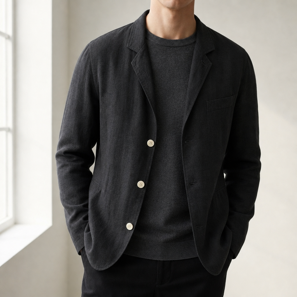 Comino Linen Blazer Jacket in Black