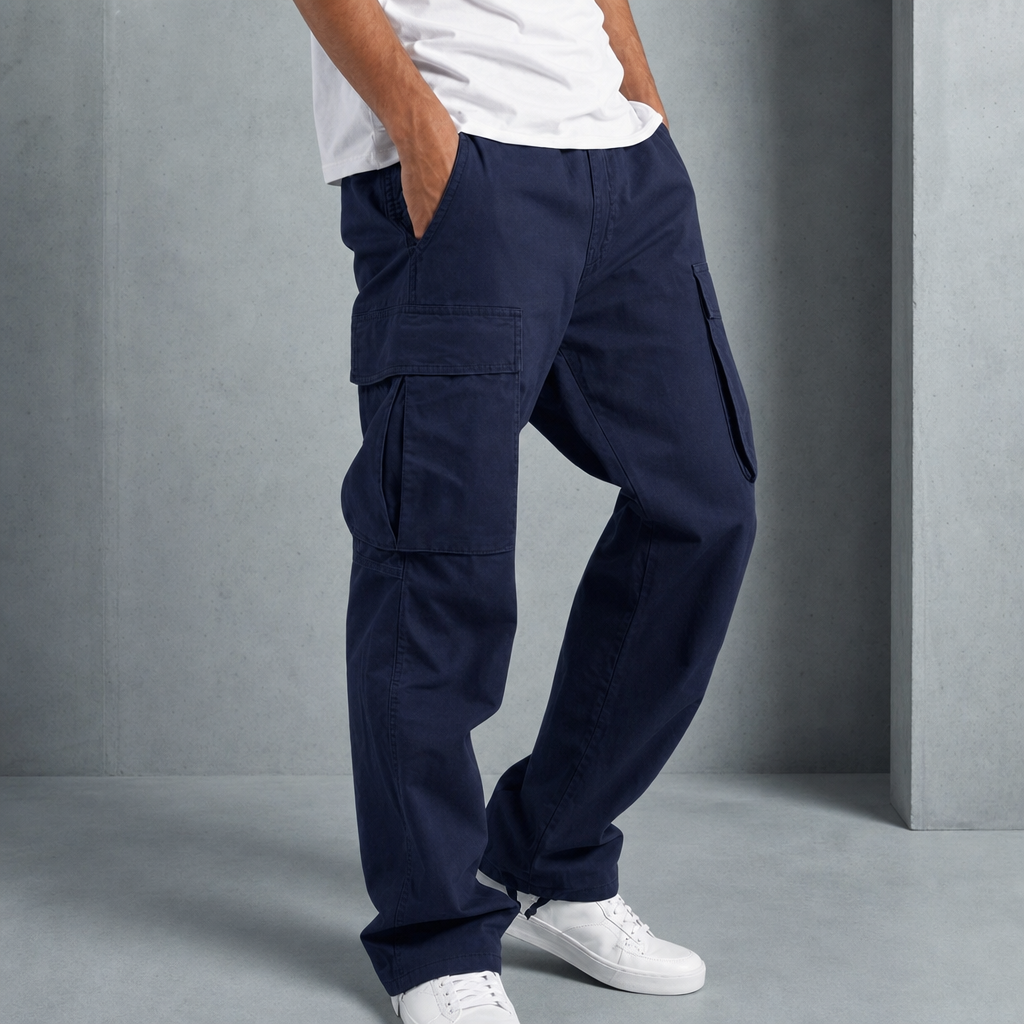 Alberobello Relaxed Fit Cargo Pants in Blue