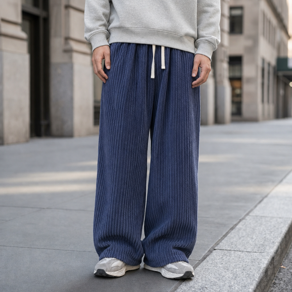 Methoni Wide Leg Corduroy Pants in Blue